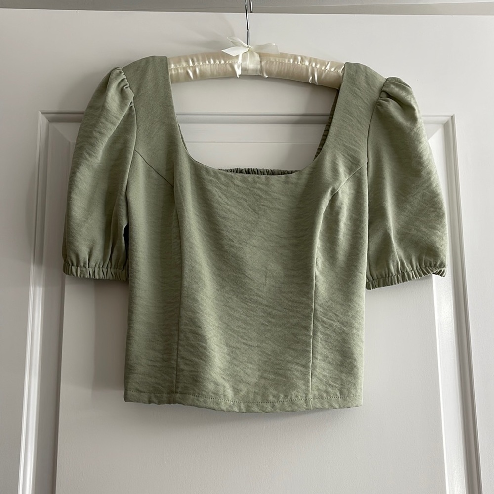 Sage Ruched Back Crop Top